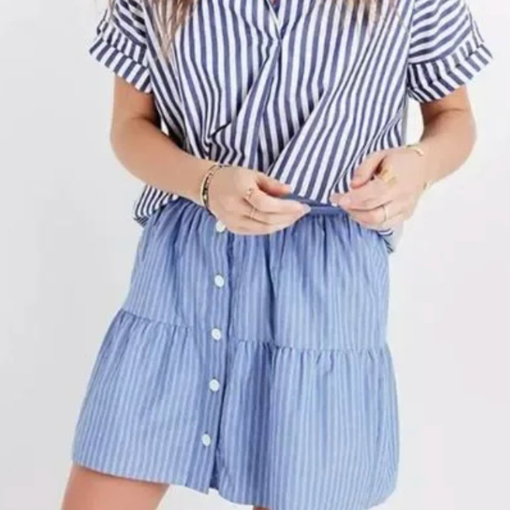 Madewell Bistro Mini Skirt in Stripe, Size XS